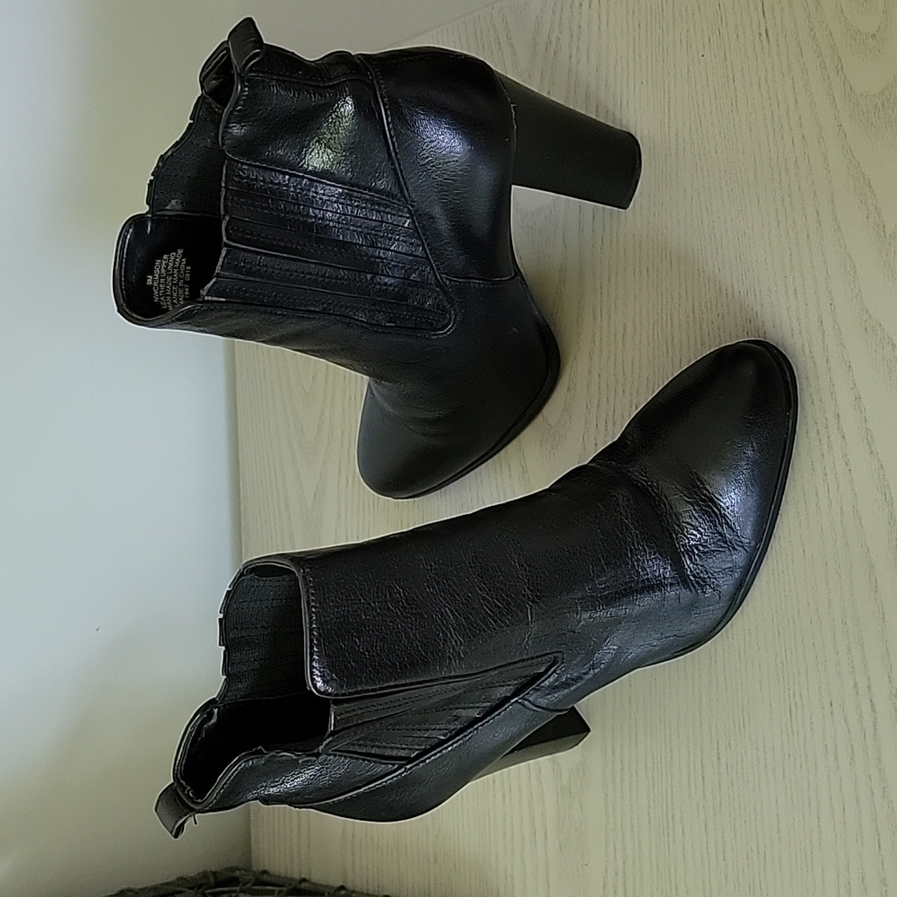 Nine West Black Leather Boots 4" Heel